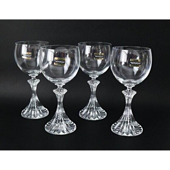 4 Vintage Mikasa Crystal THE RITZ Wine Glasses Cocktail Stemware Barware - Picture 1 of 5